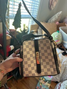 Checked Crossbody Bag with Black Trim - Women Bags